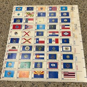 Bicentennial era USA $.13 postage stamps full sheet of each state flag